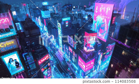 賽博朋克夜景城市景觀 114083508
