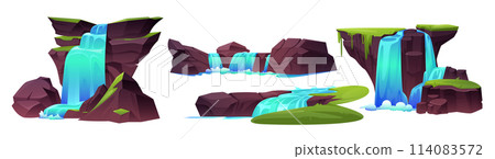Waterfall cascade stream and rock cartoon icon Waterfall cascade stream and rock cartoon icon 114083572