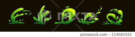 Green slime drip. Liquid Halloween mucus splat 114083583