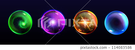 Magic ball with light glow effect. 114083586