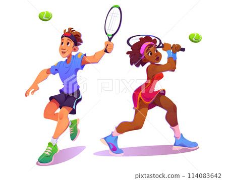 Tennis player sport character woman and man vector 114083642