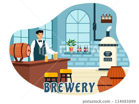 Brewery Production Process Vector Illustration with Beer Tank and Bottle Full of Alcohol Drink for Fermentation in Flat Cartoon Background Brewery Production Process Vector Illustration with Beer Tank and Bottle Full of Alcohol Drink for Fermentation in Flat Cartoon Background 114083899
