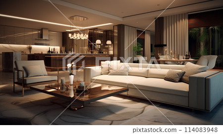 Living room in a luxury home 114083948