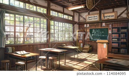 Traditional Japanese school classroom Traditional Japanese school classroom 114084095