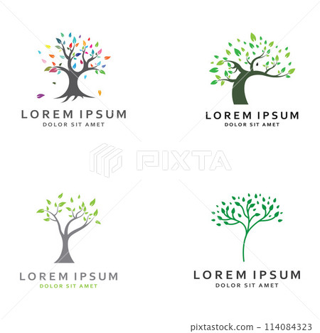 Living tree logo design, using a vector illustration template concept. 114084323