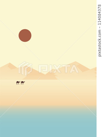 Desert landscape, morning dunes illustration. Mediterranean seaside near Egypt view. 114084378