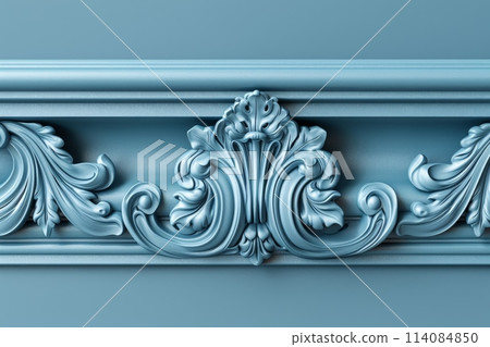 The colorful trim on the wall is ornate and decorative with Generative AI 114084850