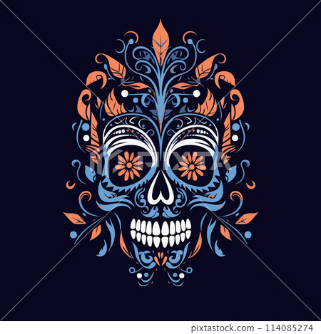 Intricate Skull Minimalist Artistic Halloween Design 114085274