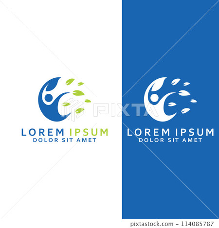 Human nature leaf logo. Leaf and human combination logo with template illustration vector concept. 114085787