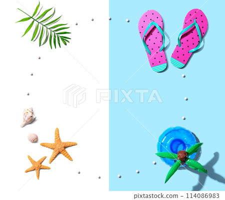 Summer concept with flip flops and starfish 114086983