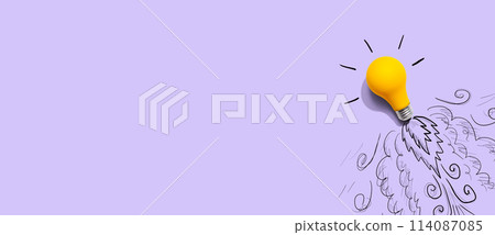 Idea light bulb flying to the sky like a rocket Idea light bulb flying to the sky like a rocket 114087085