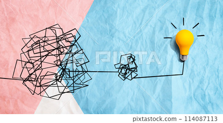 Clarifying complex ideas theme with light bulb 114087113