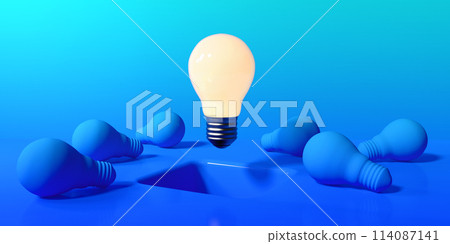 One out unique idea light bulb with a hole on the floor - 3D One out unique idea light bulb with a hole on the floor - 3D 114087141