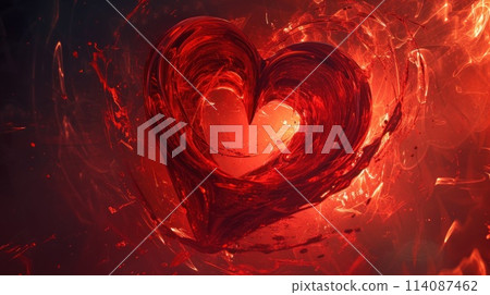 Red heart symbol made of Time Loop. Generative AI 114087462