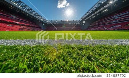 Football pitch at the Euro cup red stadium. Generative AI 114087702