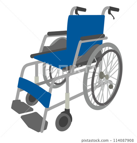 One simple and functional wheelchair with brakes for assistance (blue color/single unit) 114087908