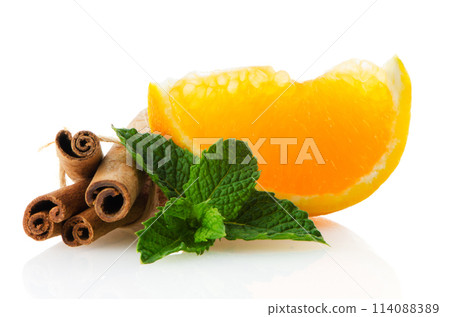 One orange fruit segment One orange fruit segment 114088389