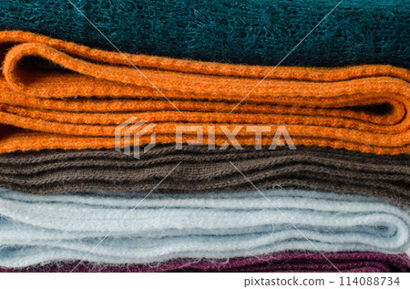 Pile of colorful scarves 114088734