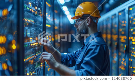 Bitcoin and crypto mining farm. Big data center. 114088760