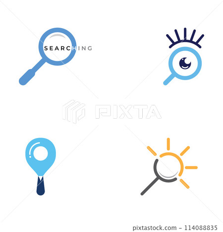 Logo search or discovery, logo search by combination, lab, moon, location, check, wave and sun. Logo with simple illustration editing. 114088835