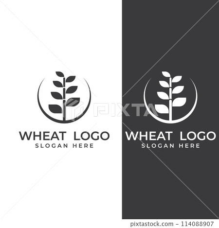 Wheat or cereal logo, wheat field and wheat farm logo.With easy and simple editing illustrations. Wheat or cereal logo, wheat field and wheat farm logo.With easy and simple editing illustrations. 114088907