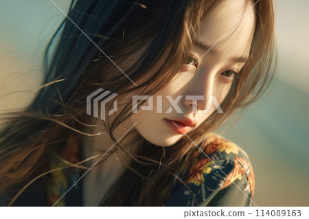 Photo shoot of a beautiful female model, profile "AI generated image" 114089163