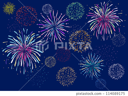 Fireworks vector illustration (sky) 114089175