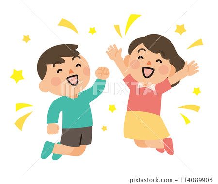 cheerful children jumping cheerful children jumping 114089903