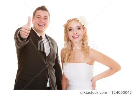Wedding day. Portrait happy couple bride and groom Wedding day. Portrait happy couple bride and groom 114090042