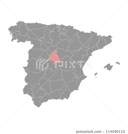 Map of the Community of Madrid, administrative division of Spain. Vector illustration. 114090110