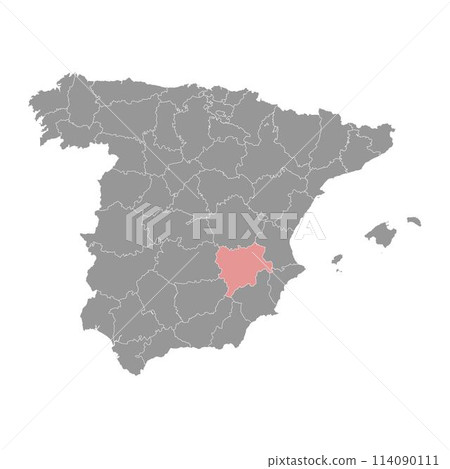 Map of the Province of a Albacete, administrative division of Spain. Vector illustration. Map of the Province of a Albacete, administrative division of Spain. Vector illustration. 114090111