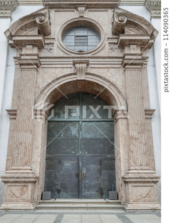 Entrance iron doorway and Decorated arch wall of St. Michael's Church. Entrance iron doorway and Decorated arch wall of St. Michael's Church. 114090365