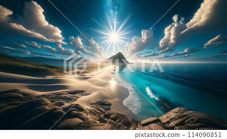 沙灘通往荒島,兩邊都是美麗的大海 沙灘通往荒島,兩邊都是美麗的大海 114090851