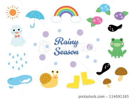 雨季插畫素材集 雨季可愛 114091165