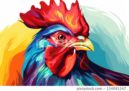 colorful chicken animal portrait illustration 114091247