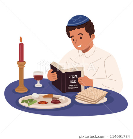 A young boy celebrating Passover 114091784