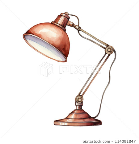 Vintage Desk Lamp Watercolor Illustration 114091847