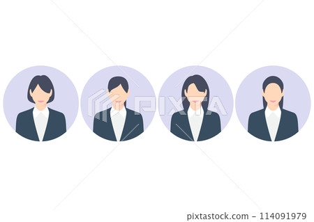 微笑前切女商務人士，多圖示風格 114091979