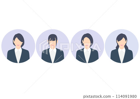 微笑前切女商務人士,多圖示風格 微笑前切女商務人士,多圖示風格 114091980