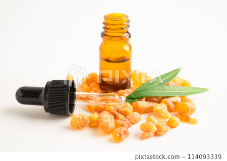 Frankincense or olibanum aromatic resin isolated on white background used in incense and perfumes. Frankincense or olibanum aromatic resin isolated on white background used in incense and perfumes. 114093339