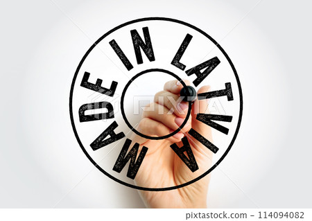 Made in Latvia text emblem stamp, concept background Made in Latvia text emblem stamp, concept background 114094082