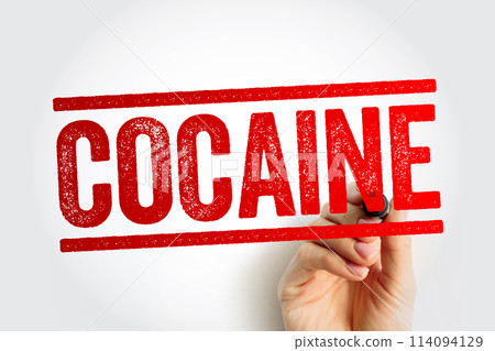 Cocaine is a stimulant drug obtained from the leaves of two coca species, text stamp concept background Cocaine is a stimulant drug obtained from the leaves of two coca species, text stamp concept background 114094129