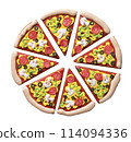 Decorative Gingerbread Pizza Slices Arranged in a Circle 114094336
