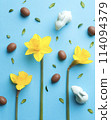 Easter Background with Fresh Daffodils 114094379