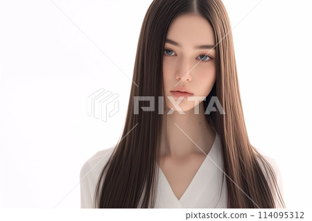 美女模特兒/直髮“AI生成圖像” 114095312