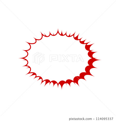 Simple red jagged speech bubble with main line and shadow 114095337
