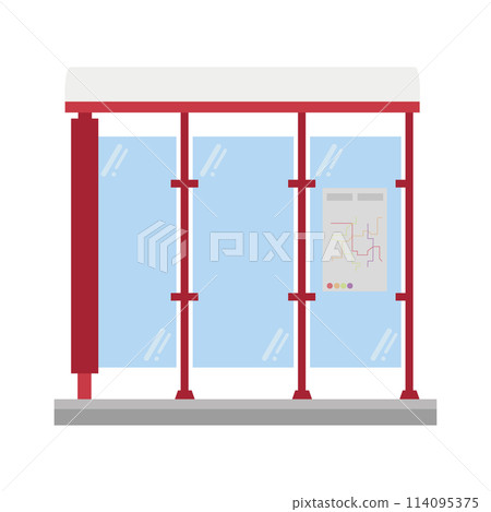 Cute cartoon vector illustration of a bus or tram stop 114095375