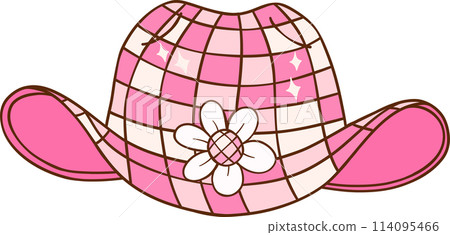 Pink Disco Cowgirl hat Retro Girly Cowboy Doodle Drawing Pink Disco Cowgirl hat Retro Girly Cowboy Doodle Drawing 114095466