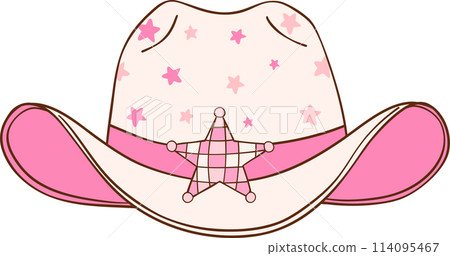 Pink Disco Cowgirl hat Retro Girly Cowboy Doodle Drawing 114095467