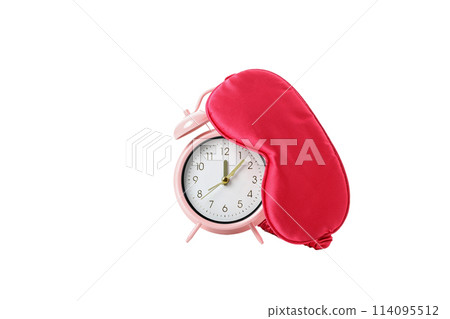 PNG, Alarm clock and sleep mask, isolated on white background PNG, Alarm clock and sleep mask, isolated on white background 114095512